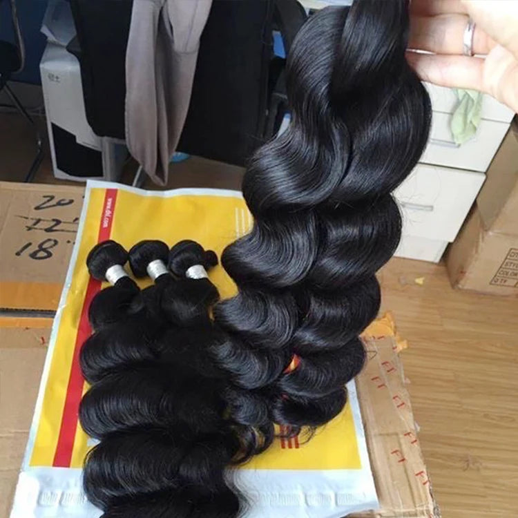 Double Drawn Bundles Thick Virgin Indian Human Hair Blonde European Hair Weaving for Black Women
