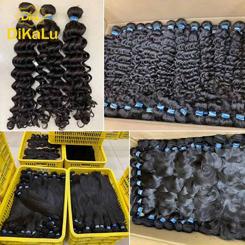 Double Drawn Bundles Thick Virgin Indian Human Hair Blonde European Hair Weaving for Black Women