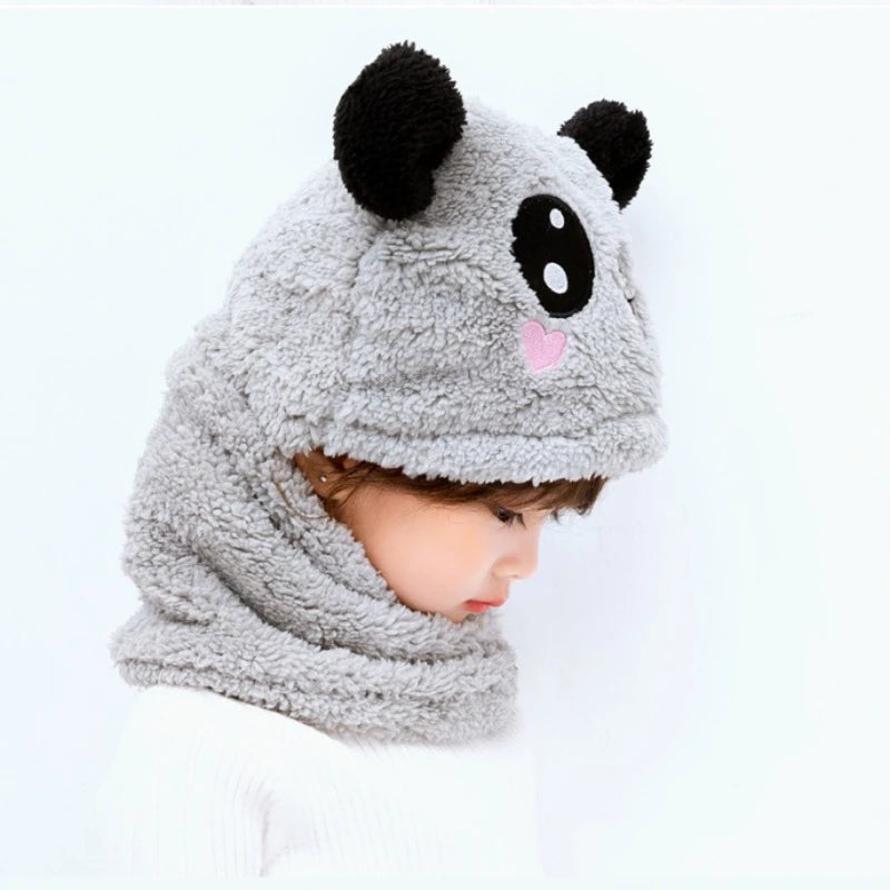 Hot Sell Autumn And Winter Warm Children's Hats And Neck Gaiter Set Rabbit Hat Girls' Fleece Hat