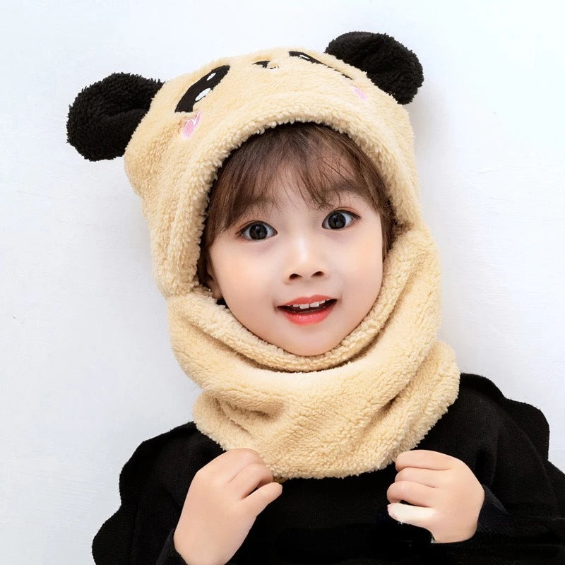 Hot Sell Autumn And Winter Warm Children's Hats And Neck Gaiter Set Rabbit Hat Girls' Fleece Hat