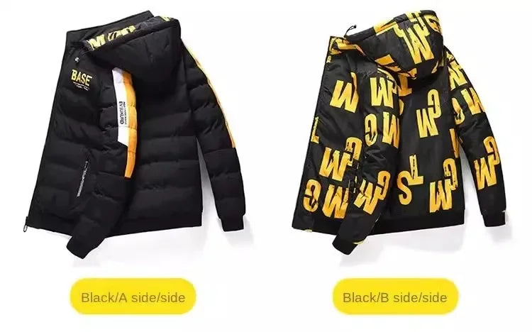 Men Autumn Winter Cotton Jacket Warm Comfortable Padded Thickened Down Jacket 2025 New Double-Sided Clothes Removable Cap M-6XL