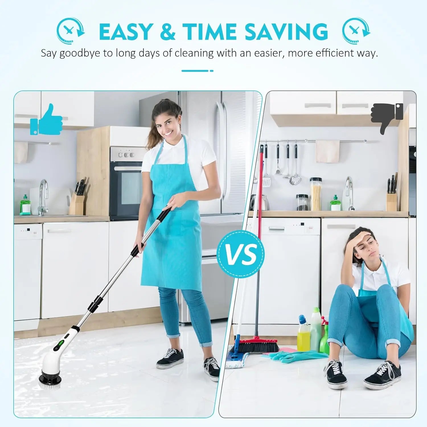 Electric Rotary Scrubber Cleaning Brush with 9-in-1 Turntable for Cleaning Bathroom Kitchen Floor Cart