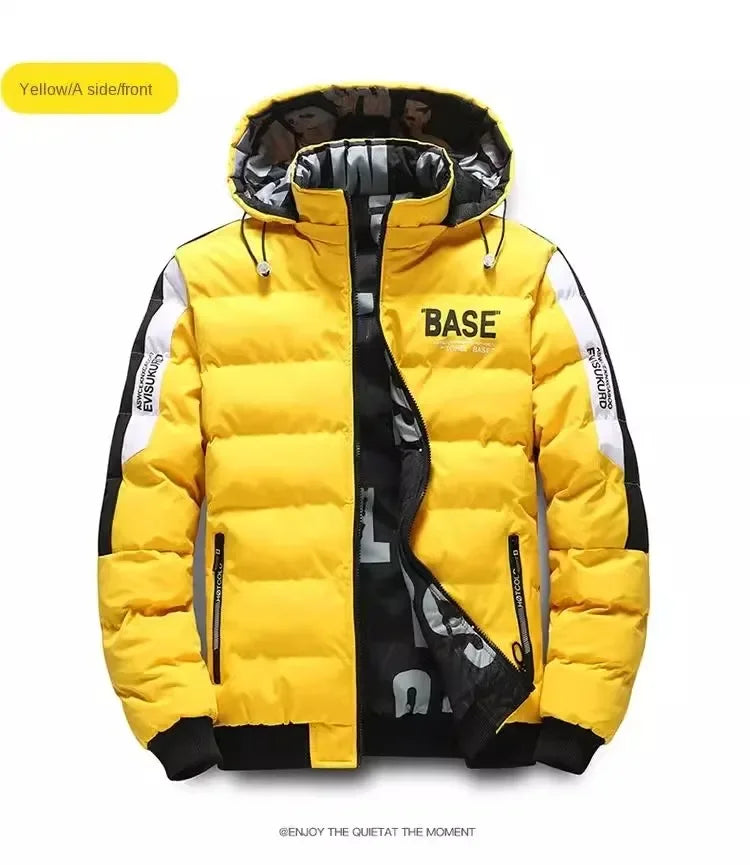 Men Autumn Winter Cotton Jacket Warm Comfortable Padded Thickened Down Jacket 2025 New Double-Sided Clothes Removable Cap M-6XL