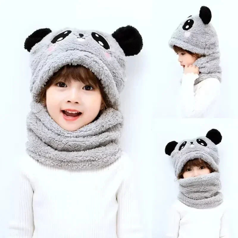 Hot Sell Autumn And Winter Warm Children's Hats And Neck Gaiter Set Rabbit Hat Girls' Fleece Hat