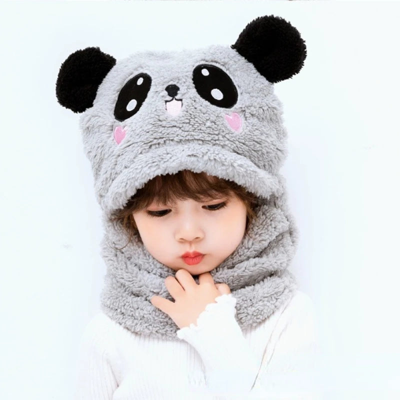 Hot Sell Autumn And Winter Warm Children's Hats And Neck Gaiter Set Rabbit Hat Girls' Fleece Hat
