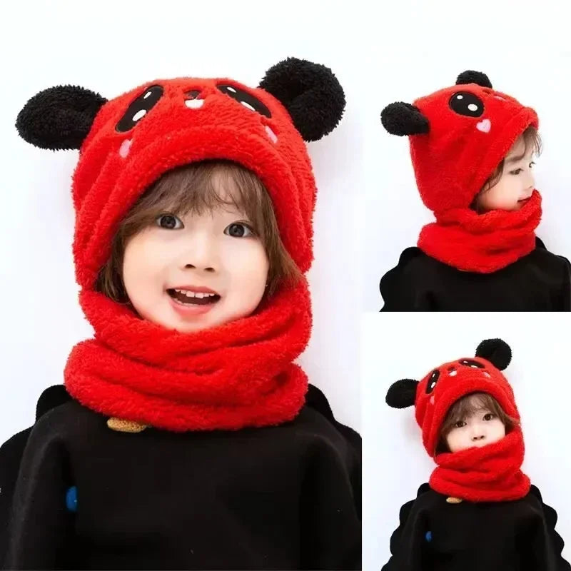 Hot Sell Autumn And Winter Warm Children's Hats And Neck Gaiter Set Rabbit Hat Girls' Fleece Hat