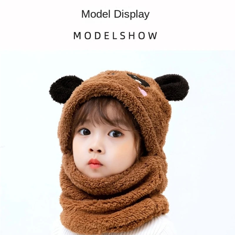 Hot Sell Autumn And Winter Warm Children's Hats And Neck Gaiter Set Rabbit Hat Girls' Fleece Hat