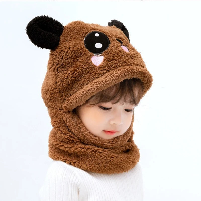 Hot Sell Autumn And Winter Warm Children's Hats And Neck Gaiter Set Rabbit Hat Girls' Fleece Hat