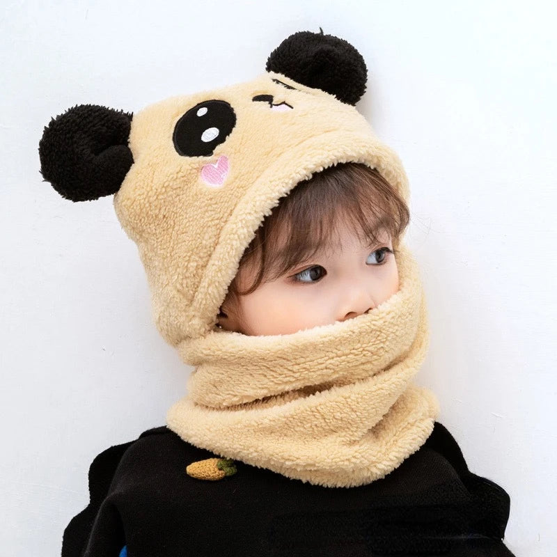 Hot Sell Autumn And Winter Warm Children's Hats And Neck Gaiter Set Rabbit Hat Girls' Fleece Hat