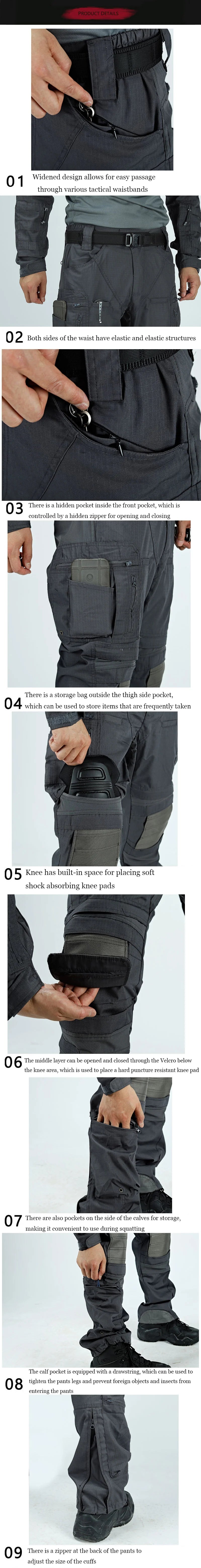 Tactical Casual Pants Mens Waterproof Cargo Trousers Outdoor Multi-Pocket Military Pants Male Hiking Wear-resisting Trousers
